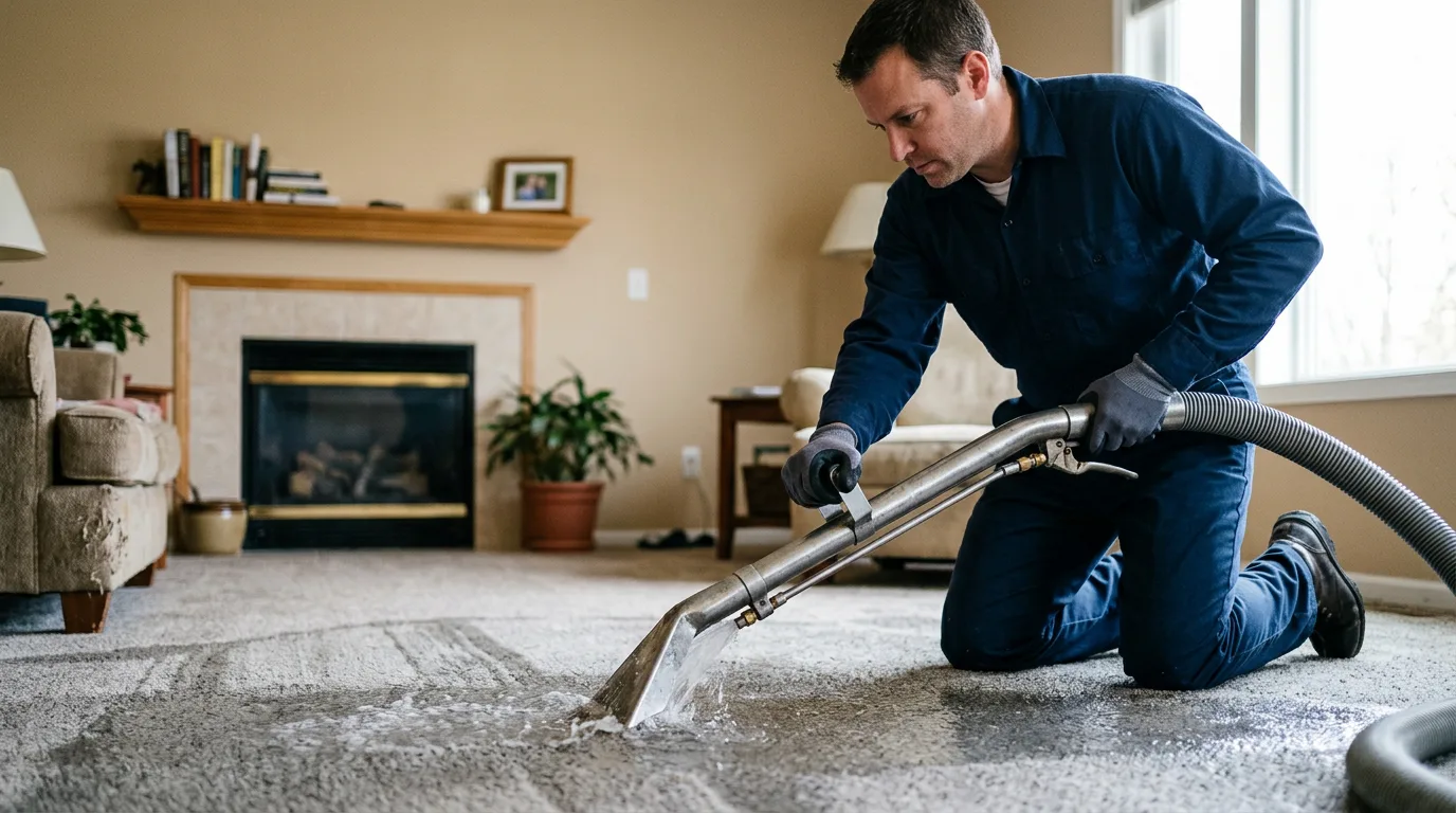 Water damage restoration technician working near Blakely Island, WA